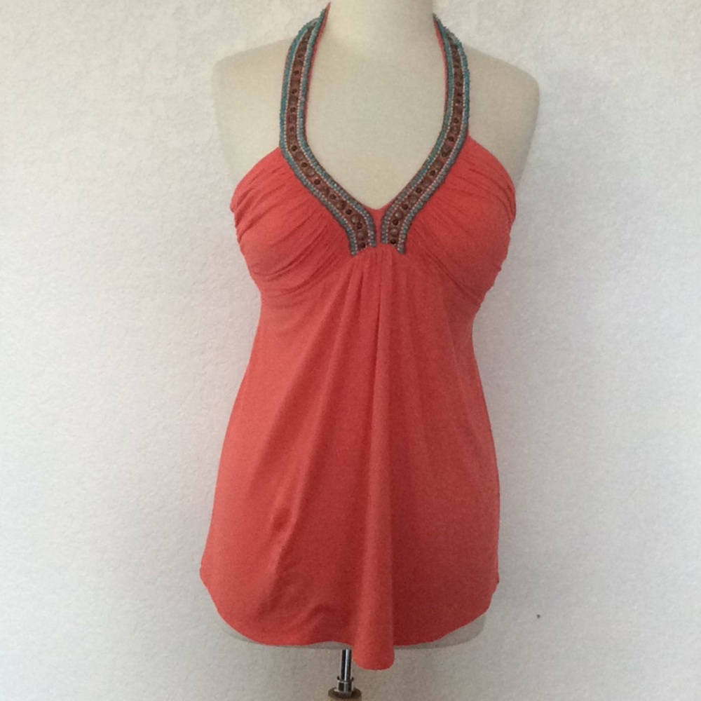 Cache halter top with beading euc size med
